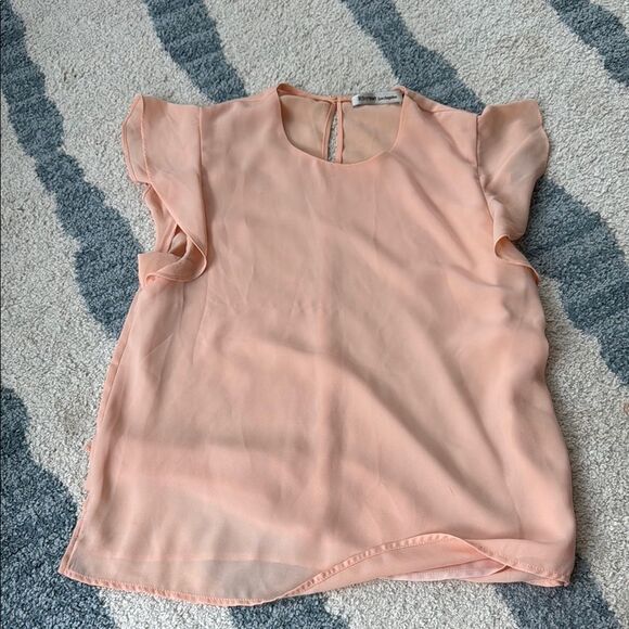 Rhyme Peach Flutter Sleeve Blouse S - Picture 1 of 2